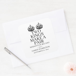 Two Kings Make A Pair Gay Wedding  Square Sticker