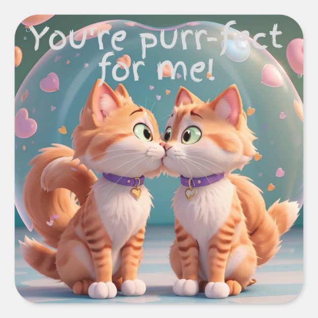 Two Kissing Cats Square Sticker (Front)