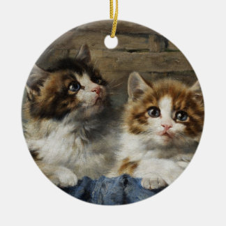 two kittens ceramic tree decoration