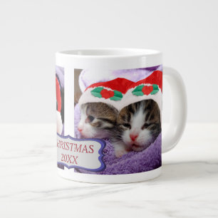 Two Kittens Santa Hats Merry Christmas Giant Coffe Large Coffee Mug