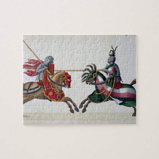 Two knights at a tournament, plate from 'A History Jigsaw Puzzle (Horizontal)