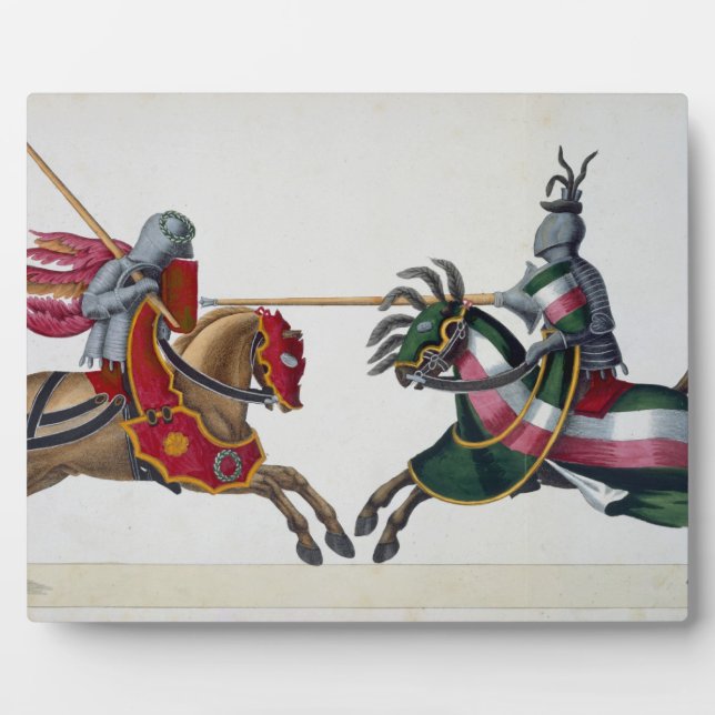 Two knights at a tournament, plate from 'A History Plaque (Front)