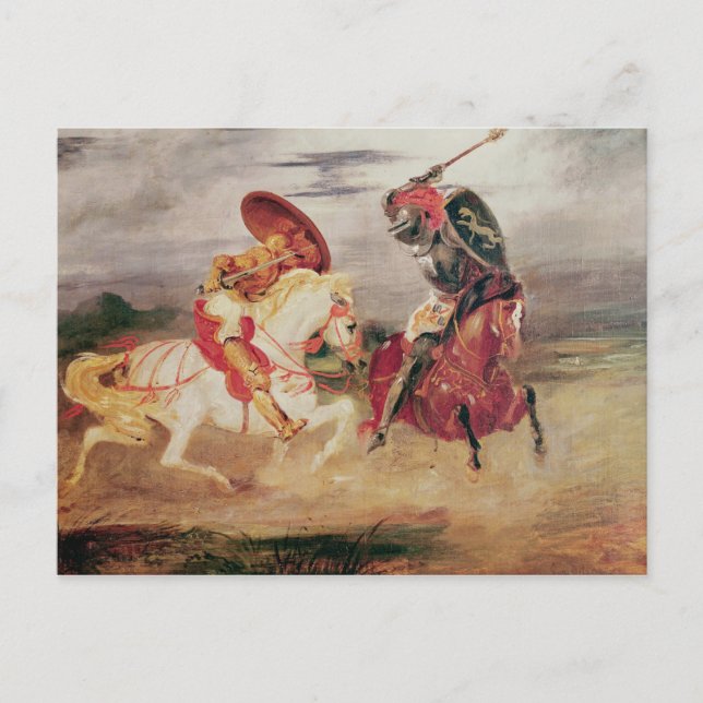 Two Knights Fighting in a Landscape, c.1824 Postcard (Front)
