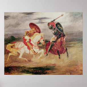 Two Knights Fighting in a Landscape, c.1824 Poster