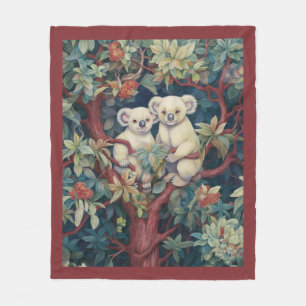 Two Koalas Up a Gum Tree Fleece Blanket