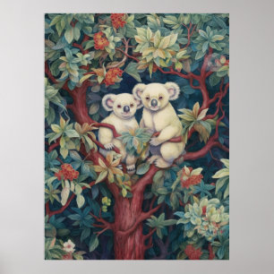 Two koalas up a gum tree poster