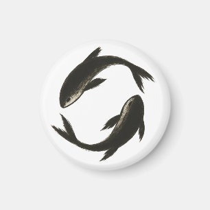 Two Koi – Ink Brush Fish on Magnet