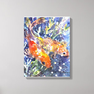Two Koi watercolor painting Canvas Print
