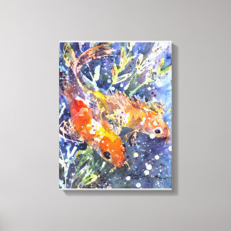 Two Koi watercolor painting Canvas Print