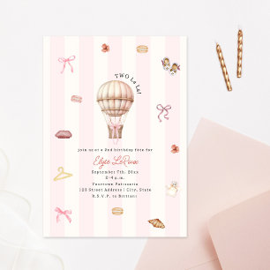Two La La Paris French Pink 2nd Birthday Invitation