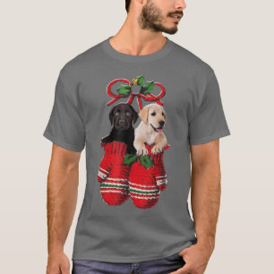 Two Labrador Retriever Dog Inside Gloves Christmas T-Shirt