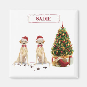 Two Labrador Retrievers Funny Christmas Dog Magnet