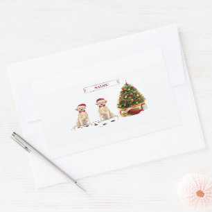 Two Labrador Retrievers Funny Christmas Dog Rectangular Sticker