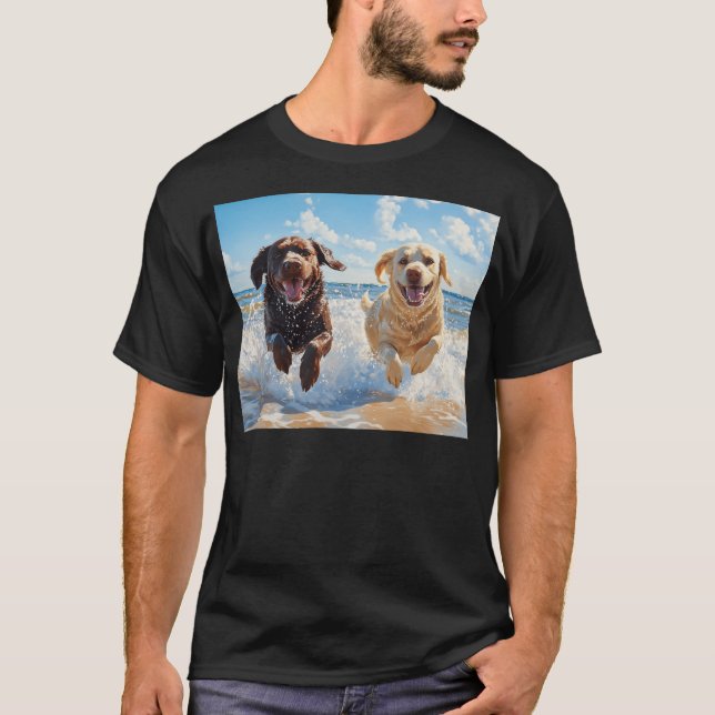 Two Labrador Retrievers on Beach T-Shirt (Front)