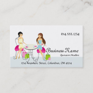 Two Ladies at Cafe Design 2 Business Cards