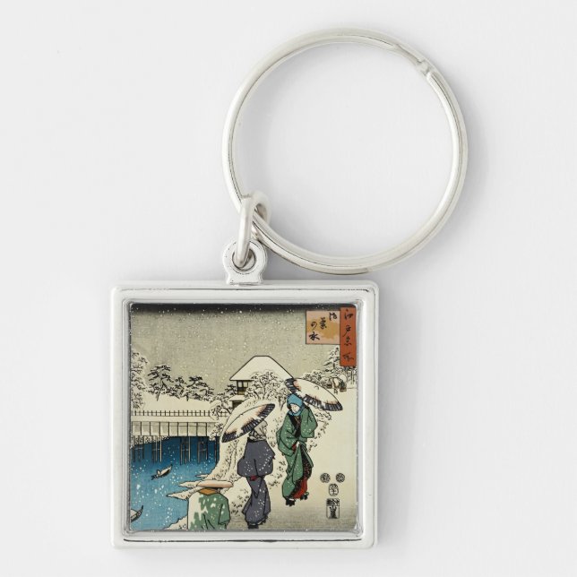 Two Ladies Conversing in the Snow Key Ring (Front)