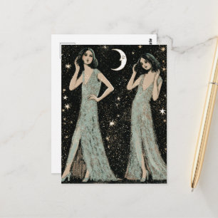 Two Ladies Dance in the Moonlight Postcard
