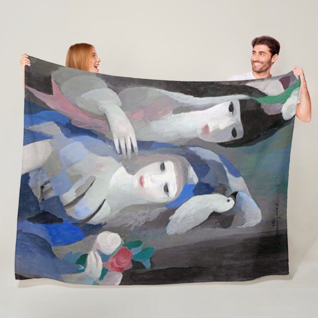 Two Lady and Dove, Marie Laurencin Fleece Blanket (In Situ)