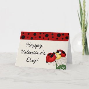 Two Ladybugs and a Flower Valentine's Day Card