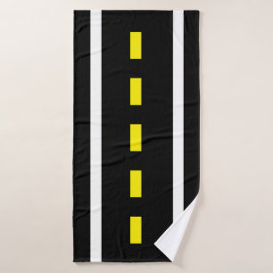 Two Lane Road Bath Towels (Black, White & Yellow)