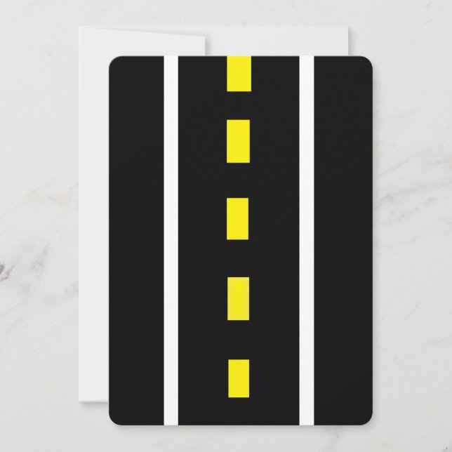 Two Lane Road Greeting Card (Black, White & Yellow (Front)