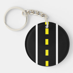 Two Lane Road Keychain (Black, White & Yellow)