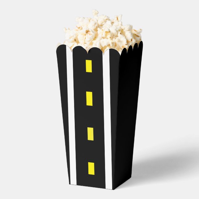 Two Lane Road Popcorn Box (Black, White & Yellow) (Popped)