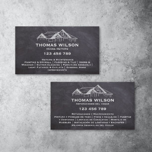 Two Languages Construction Handyman Carpenter Business Card