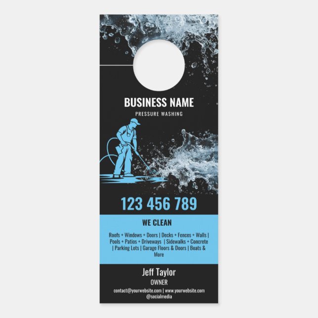 Two Languages Pressure Washing Power Washing Roof Door Hanger (Front)