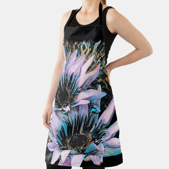Two Large Digitally Enhanced Water Lilies Apron (Insitu)