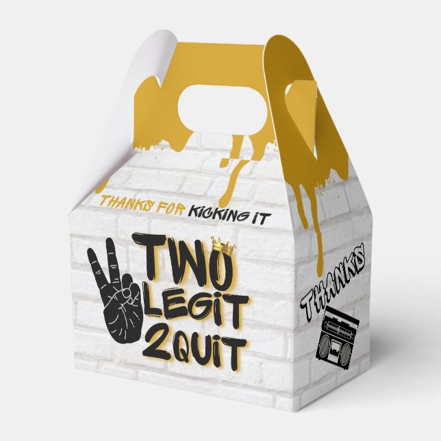 Two Legit Retro 90's Hip Hop 2nd Birthday Photo Favour Box (Front Side)