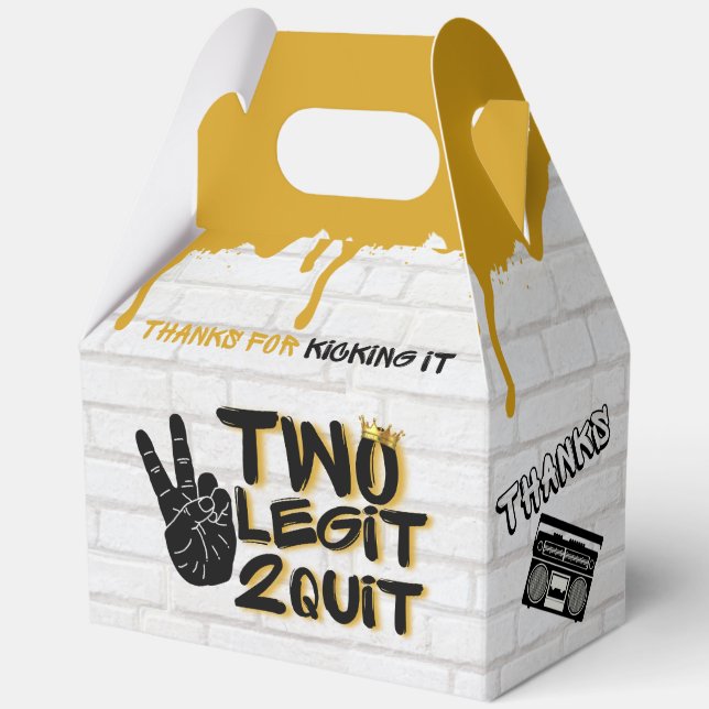 Two Legit Retro 90's Hip Hop 2nd Birthday Photo Favour Box (Front)