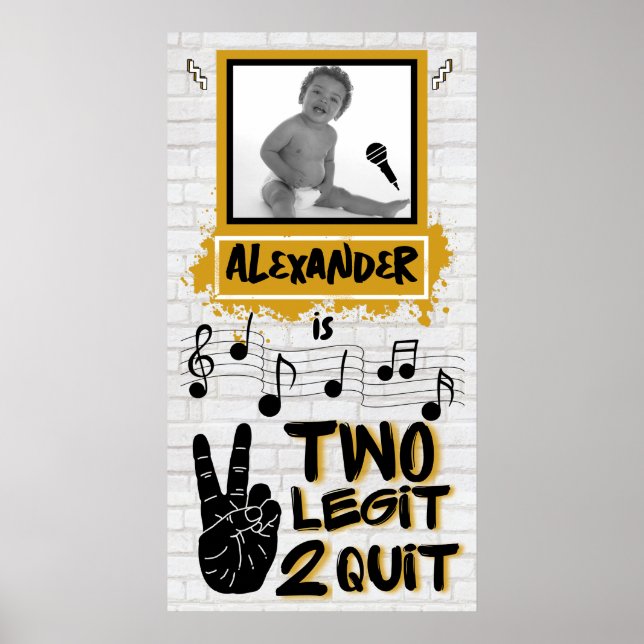 Two Legit Retro 90's Hip Hop 2nd Birthday Photo Poster (Front)