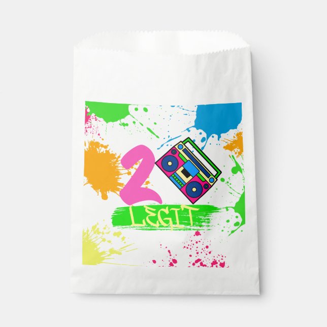 TWO LEGIT TO QUIT 2nd Birthday Colourful Favour Bags (Front)