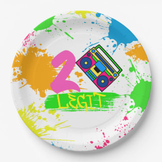 TWO LEGIT TO QUIT 2nd Birthday Colourful  Paper Pl Plate