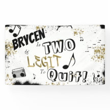 TWO LEGIT TO QUIT 2nd Birthday Personalised Banner