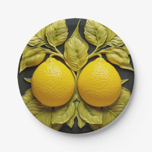 Two Lemons 3D Mediterranean Summer Citrus Paper Plate