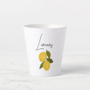 Two Lemons with Green Leaves Fresh Citrus Latte Mug
