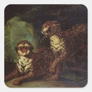 Two Leopards, c. 1820 Square Sticker
