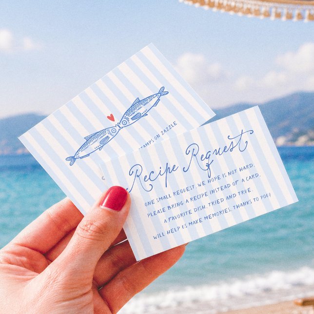 Two Less Fish Bridal Shower Recipe Request Enclosure Card (Creator Uploaded)