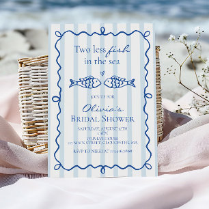 Two less fish in the sea coastal Bridal Shower Invitation