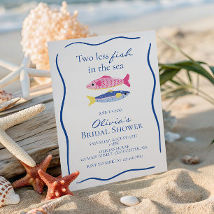 Two less fish in the sea coastal Bridal Shower Invitation