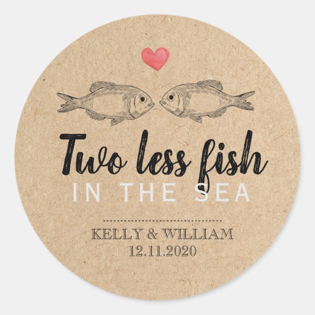 Two Less Fish in the Sea Favour Stickers (Front)