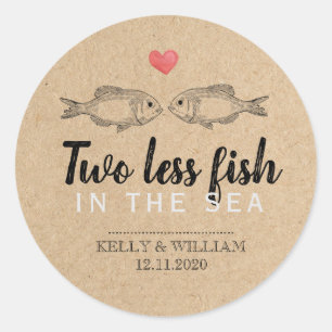 Two Less Fish in the Sea Favour Stickers