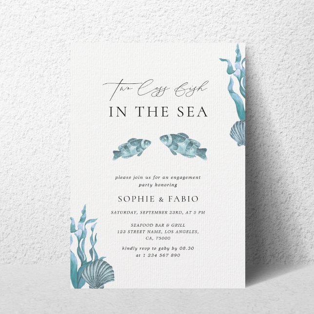 Two Less Fish in the Sea Monogram Engagement Party Invitation (Creator Uploaded)
