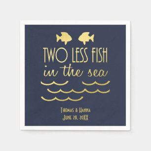 Two Less Fish in the Sea Navy Gold Classic Wedding Napkin