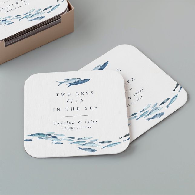 Two Less Fish in The Sea Personalised Square Paper Coaster (Creator Uploaded)