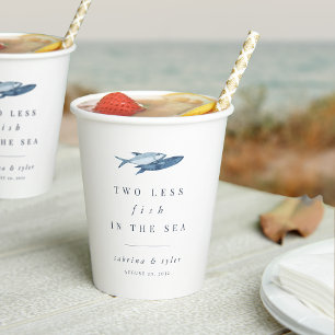 Two Less Fish in The Sea Personalised Wedding Paper Cups
