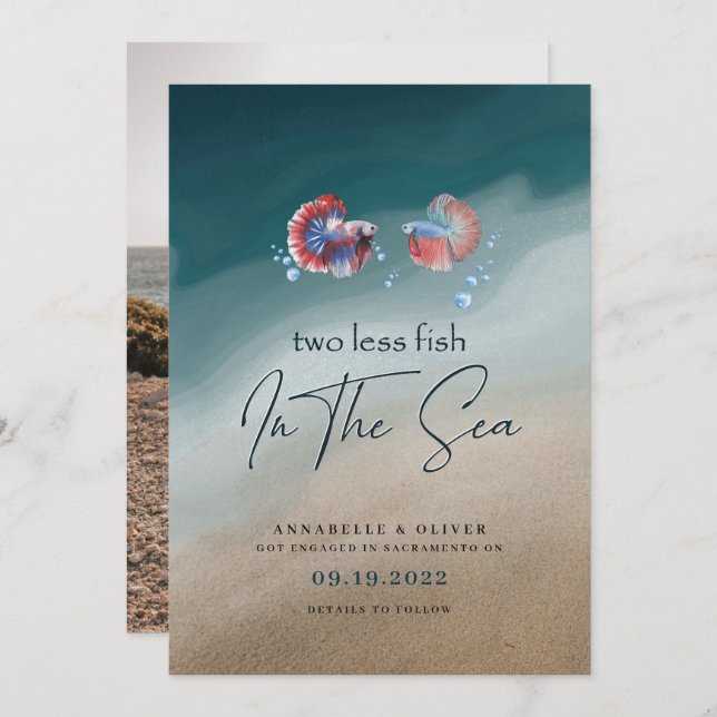 Two Less Fish In The Sea | Photo Engagement  Annou Announcement (Front/Back)