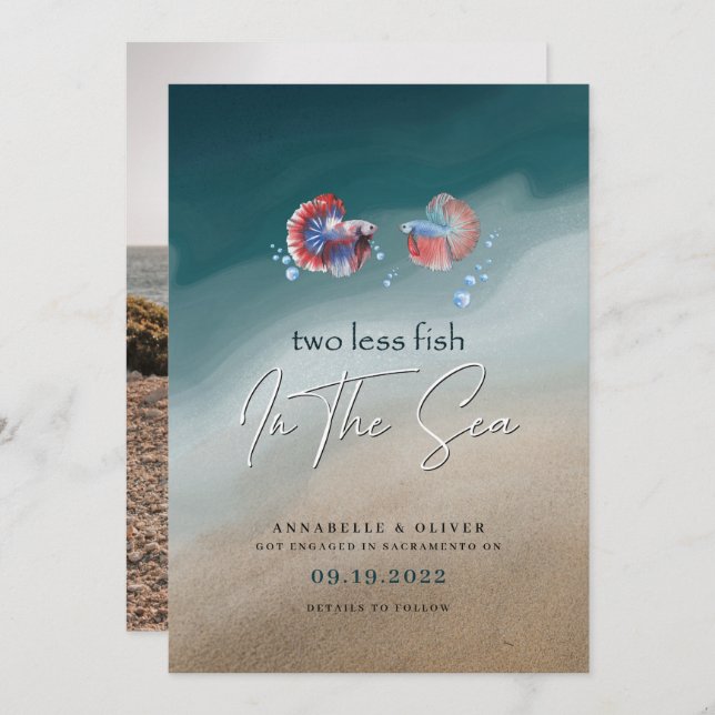 Two Less Fish In The Sea | Photo Engagement   Announcement (Front/Back)